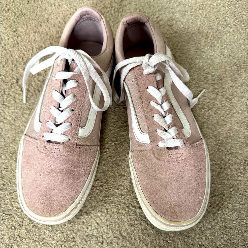 Vintage Vans Tan and White Athletic Shoes Suede Low-Top